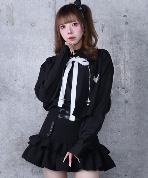 Amilige（アミリージュ） ブラウス シャツ チェーン付きバイカラー