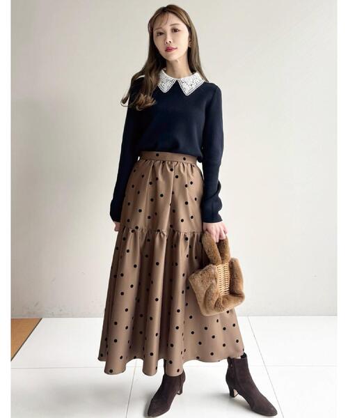 ドレステリア（DRESSTERIOR）/【CLASSY．12月号掲載】フロッキードットスカート DRESSTERIOR（ドレステリア） スカート 「CLASSY.12月号掲載