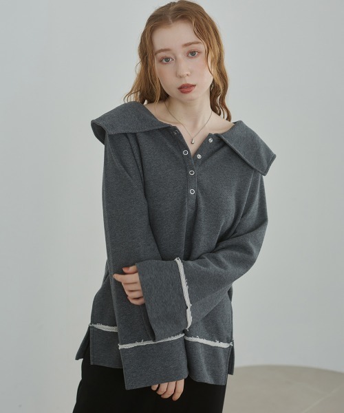 BAB（バブ） トレーナー スウェット ビッグカラー2WAYスウェット