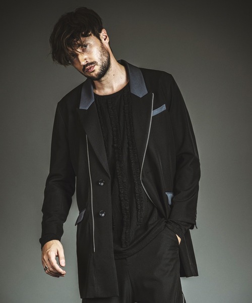 タグ付【NO ID.】カウレザースイッチングチェスターコート ブラックsize2 NO ID.（ノーアイディー） チェスターコート コート 「NO ID