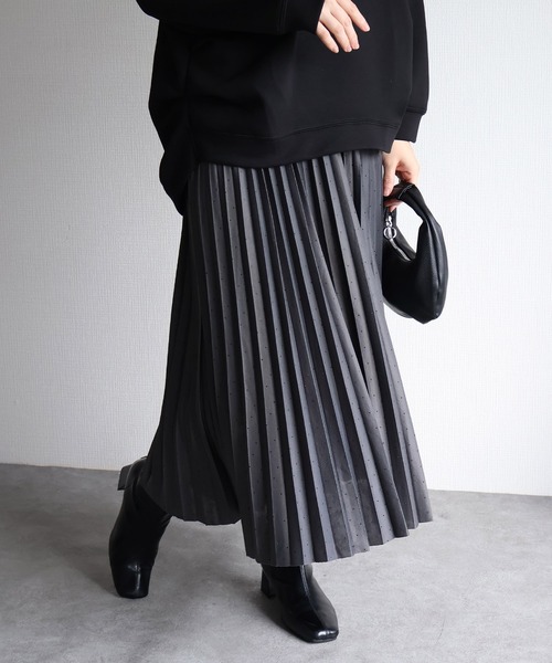 Smyeon ドットプリーツスカート sin.ca スカート ドットラインストーン プリーツスカート : ZOZOTOWN