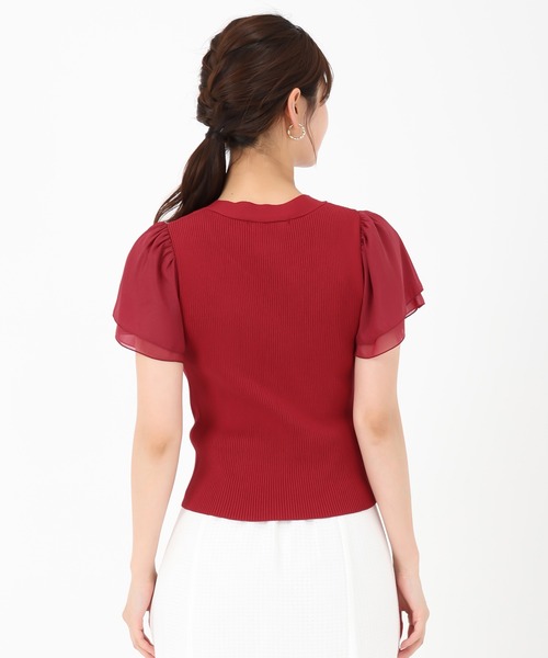 「MISCH MASCH」 半袖ニット フリ- ブラック レディース_画像7