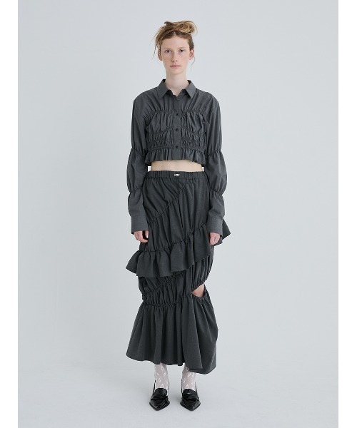 SORIN（ソリン） ブラウス シャツ Shirring Cropped Shirt