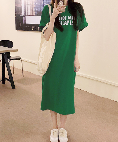 「Amulet」 半袖ワンピース L グリーン レディース_画像3