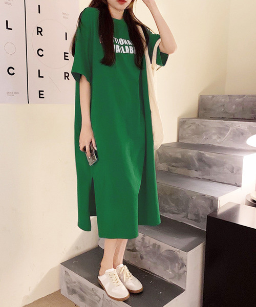 「Amulet」 半袖ワンピース L グリーン レディース_画像5