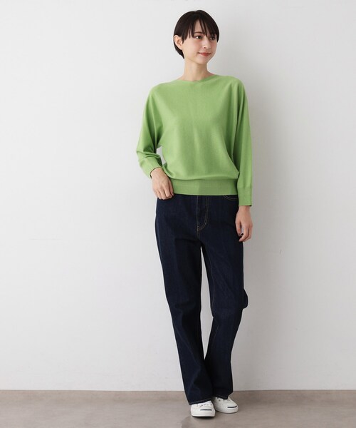 美品✨ルネ　ニット　長袖　カットソー　ウール パール　ロゴプレート　グリーン Dessin（デッサン） ニット セーター 「洗える」ウールブレンド後ろ