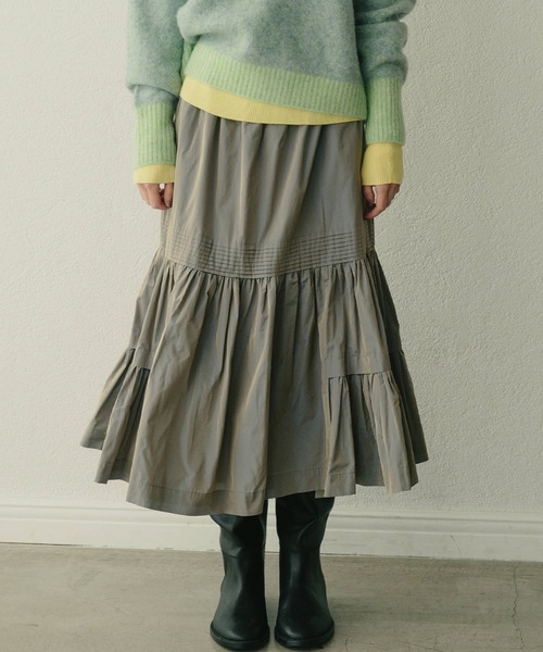 LE CIEL BLEU（ルシェルブルー） スカート タフタギャザードミディ