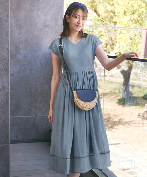 「Tiaclasse」 半袖ワンピース L サックスブルー レディース_画像8