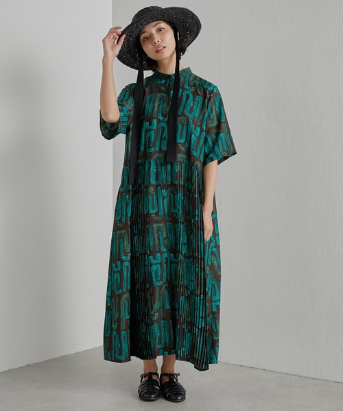 ear PAPILLONNER（イア パピヨネ） 半袖ワンピース FREE グリーン