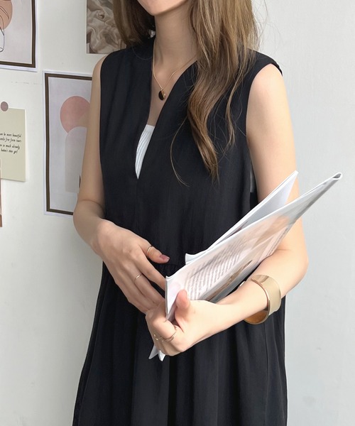 「Futier land」 ノースリーブワンピース FREE ネイビー レディース_画像4