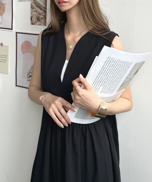 「Futier land」 ノースリーブワンピース FREE ネイビー レディース_画像7