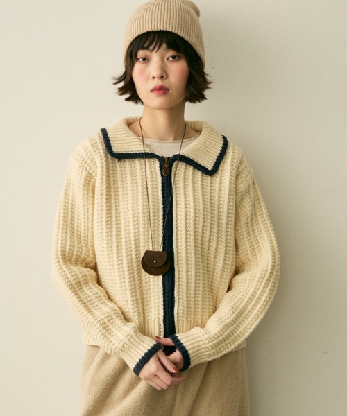 full/fill. カーディガン bicolor zip knit cardigan / バイカラー