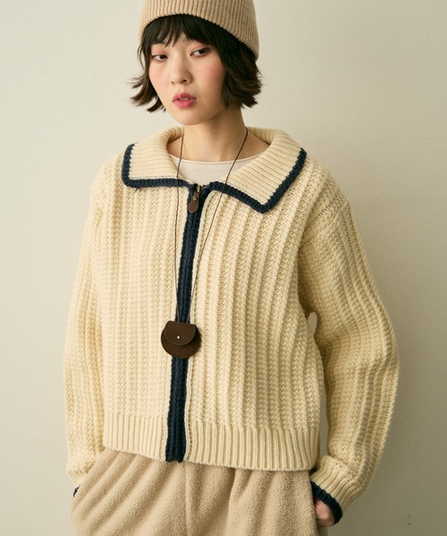 full/fill. カーディガン bicolor zip knit cardigan / バイカラー