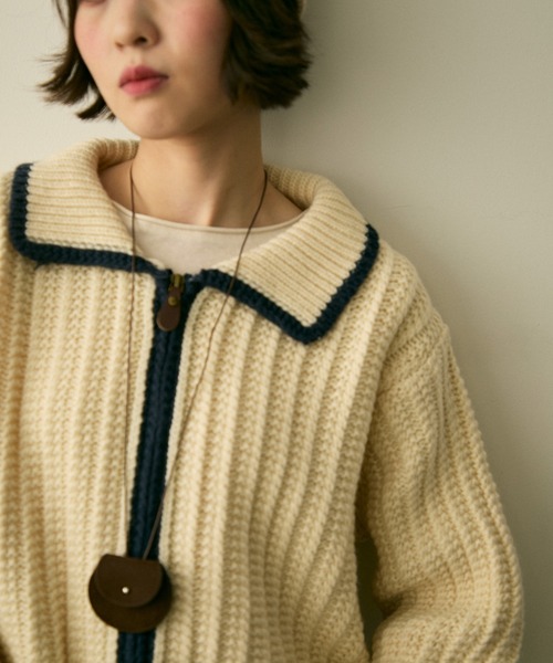 full/fill. カーディガン bicolor zip knit cardigan / バイカラー