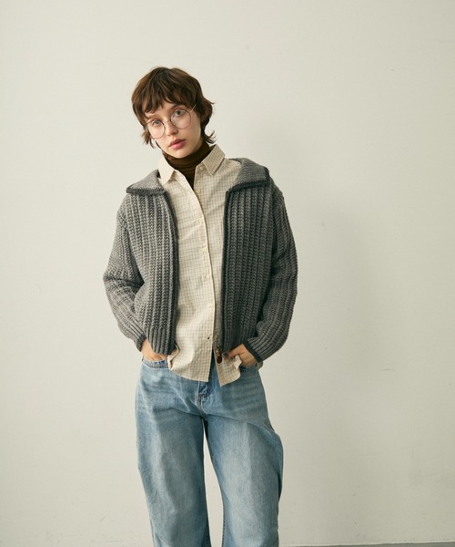 full/fill. カーディガン bicolor zip knit cardigan / バイカラー