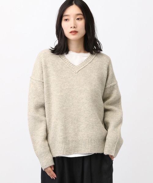 極美品AP STUDIO ウールニットONTARIO リブVネックプルオーバー Vネックオーバープルオーバー（ニット/セーター）｜AP STUDIO