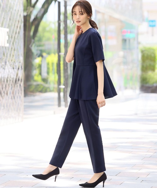 「Flolia」 セットアップ 2L ネイビー レディース_画像2