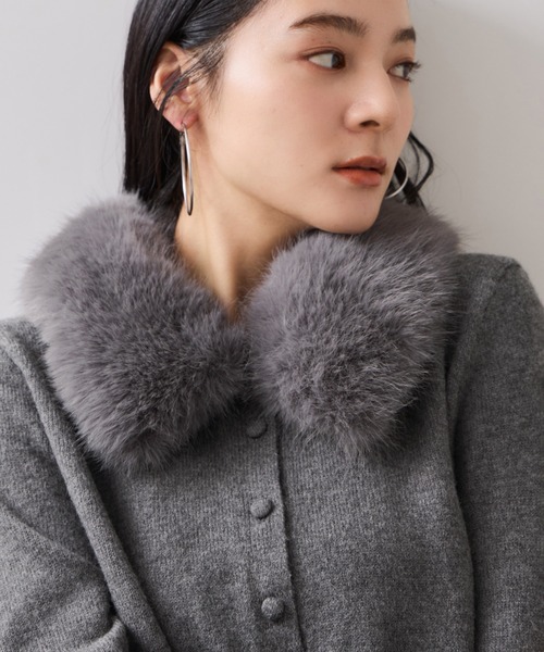 VIS（ビス） カーディガン 衿ファー取り外しカーディガン レディース