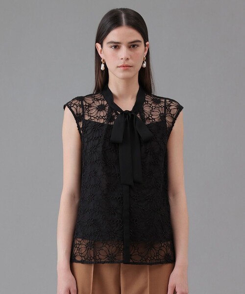 ANAYI（アナイ） ブラウス シャツ フラワー刺繍ボウタイブラウス