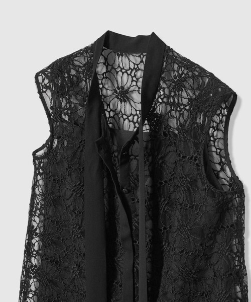 ANAYI（アナイ） ブラウス シャツ フラワー刺繍ボウタイブラウス