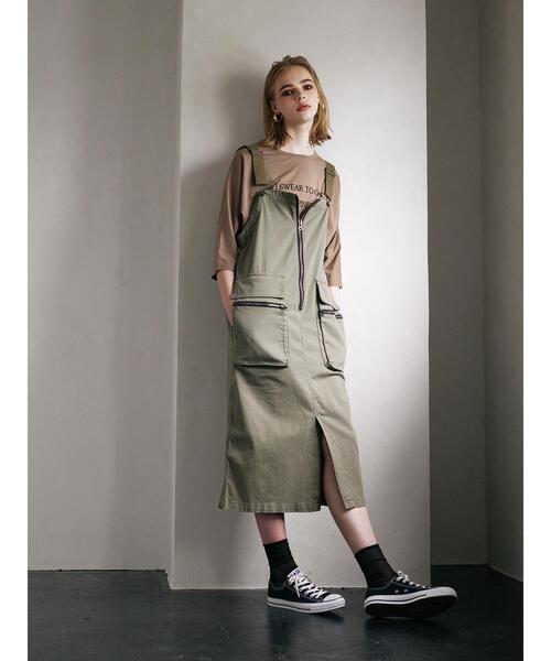 「Editt by YECCA VECCA」 サロペットスカート FREE カーキ レディース_画像8