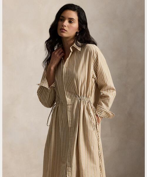 【美品】ポロラルフローレン リネン100% ロングシャツワンピース 近年モデル POLO RALPH LAUREN（ポロ・ラルフローレン） シャツワンピース