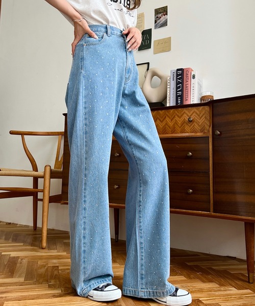 「moment+」 デニムパンツ M ブルー系その他 レディース_画像2