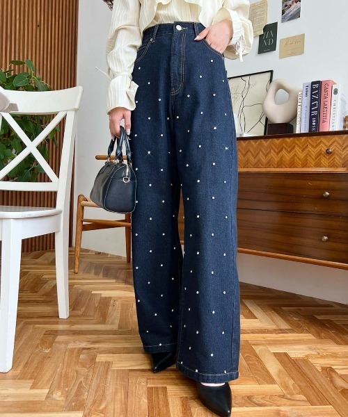 「moment+」 デニムパンツ M ブルー系その他 レディース_画像3