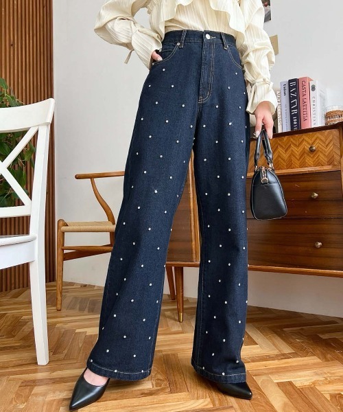 「moment+」 デニムパンツ M ブルー系その他 レディース_画像5