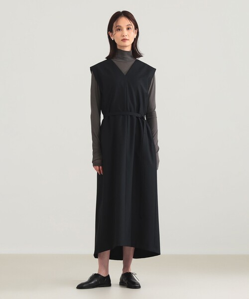 【ATON】WOOL DOUBLEベアトップウールオールインワン☆サイズ1☆美品 ATON（エイトン） ワンピース 「別注」ATON / ウールトロピカル ドレス