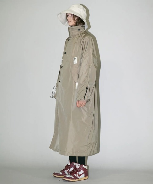my beautiful landlet  チノコート　18aw my beautiful landlet』NYLON × SUEDE RAGLAN LONG COAT / green