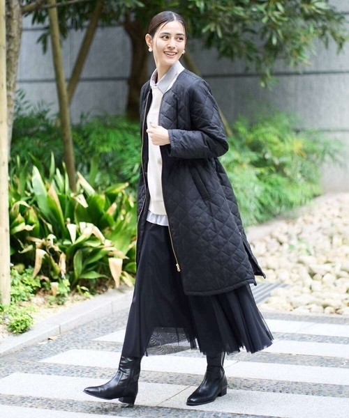 「a.v.v」 ノーカラーコート 38 モカ レディース