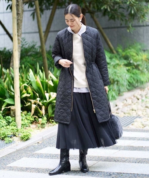 「a.v.v」 ノーカラーコート 38 モカ レディース