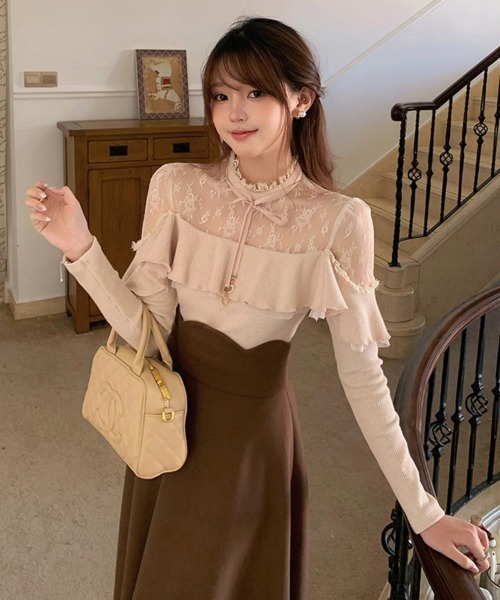 gossip!ロサンゼルス セットアップ Y2K 「SET」 レース切替配色