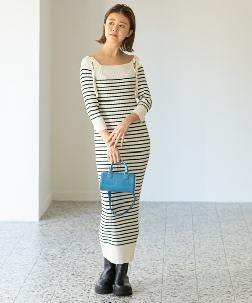 「U by SPICK&SPAN」 ニットワンピース FREE ネイビー レディース_画像2