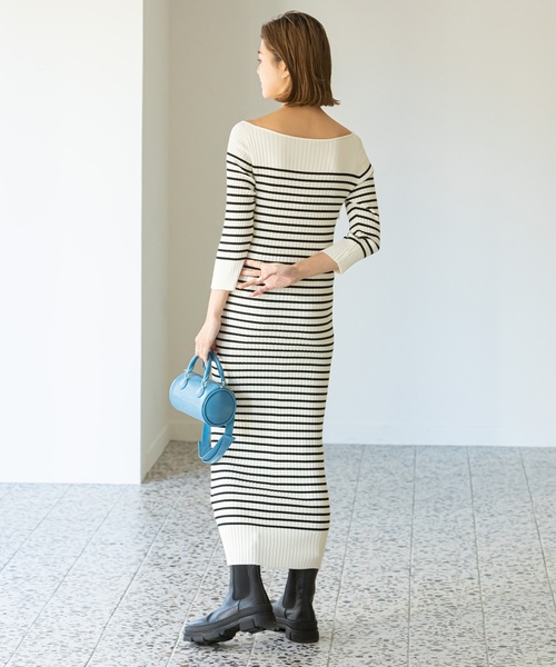 「U by SPICK&SPAN」 ニットワンピース FREE ネイビー レディース_画像5