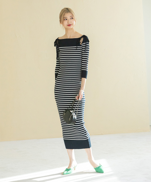 「U by SPICK&SPAN」 ニットワンピース FREE ネイビー レディース_画像8