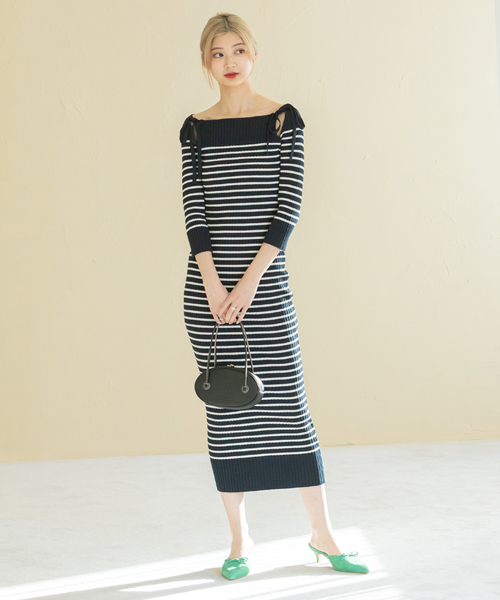 「U by SPICK&SPAN」 ニットワンピース FREE ネイビー レディース_画像9