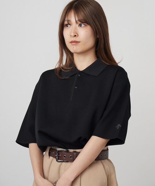 専用「デサント オルテライン フュージョンニット ポロシャツ M」　ブラック DESCENTE ALLTERRAIN/デサントオルテライン FUSIONKNIT POLO SHIRT
