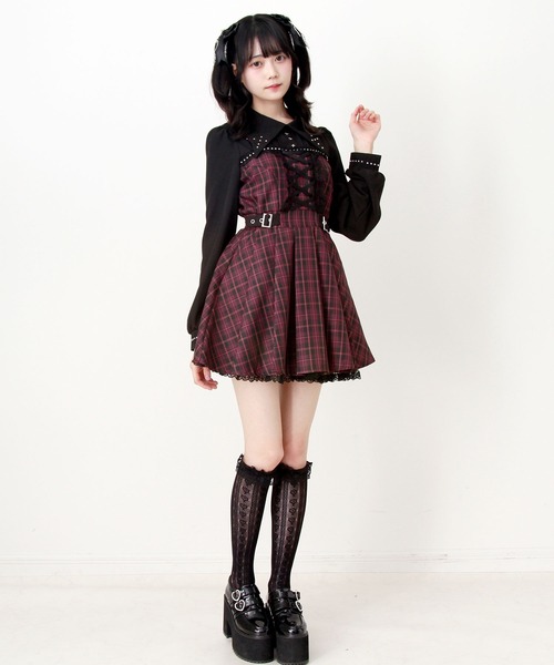 DearMyLove ワンピース 十字架スタッズジャンスカ風レースアップ