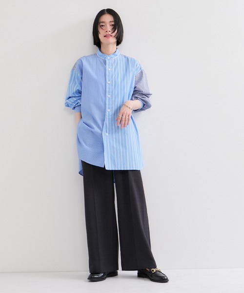 美品 ルフィル ペプラム ブラウス バンドカラー ロイヤルブルー ROYAL NAVY（ロイヤルネイビー） ブラウス シャツ 「ROYAL NAVY