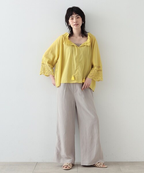 「GALLEST」 長袖ブラウス 34 ワインレッド レディース_画像2