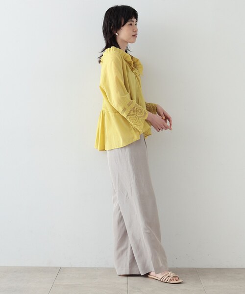 「GALLEST」 長袖ブラウス 34 ワインレッド レディース_画像3