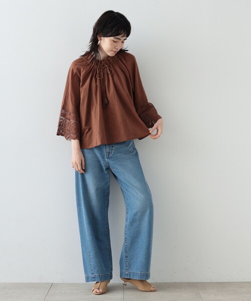 「GALLEST」 長袖ブラウス 34 ワインレッド レディース_画像8
