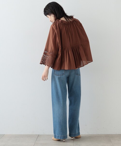 「GALLEST」 長袖ブラウス 34 ワインレッド レディース_画像9