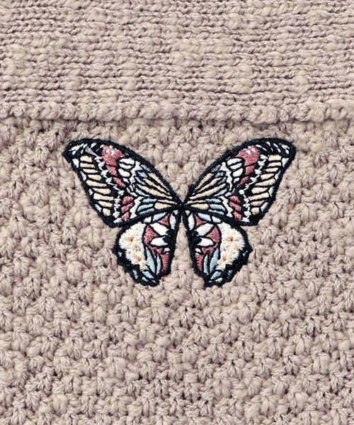 iS ScoLar（イズスカラー） カーディガン 561219：蝶刺繍×蝶ボタン付き