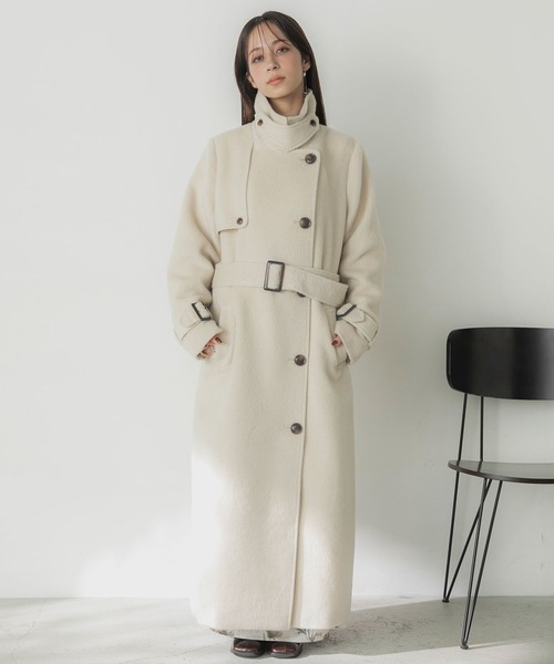 「Elishe」 ステンカラーコート 1 チャコールグレー レディース_画像5