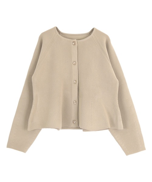 「titivate」 ニットカーディガン M グレイッシュベージュ レディース_画像4