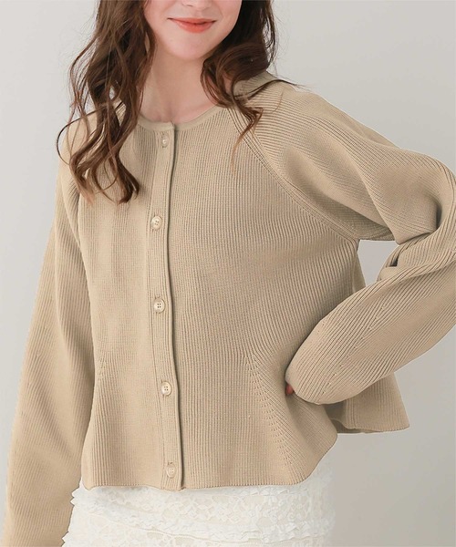 「titivate」 ニットカーディガン M グレイッシュベージュ レディース_画像6