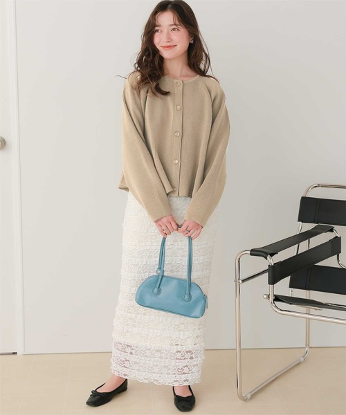 「titivate」 ニットカーディガン M グレイッシュベージュ レディース_画像7